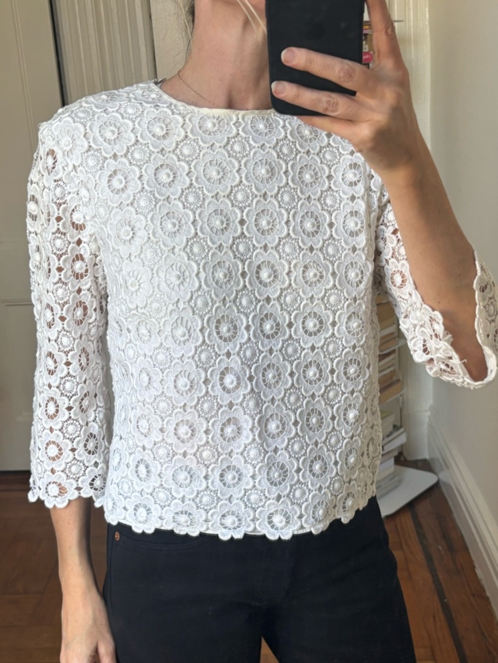 Women’s White Floral Crochet Lace Top